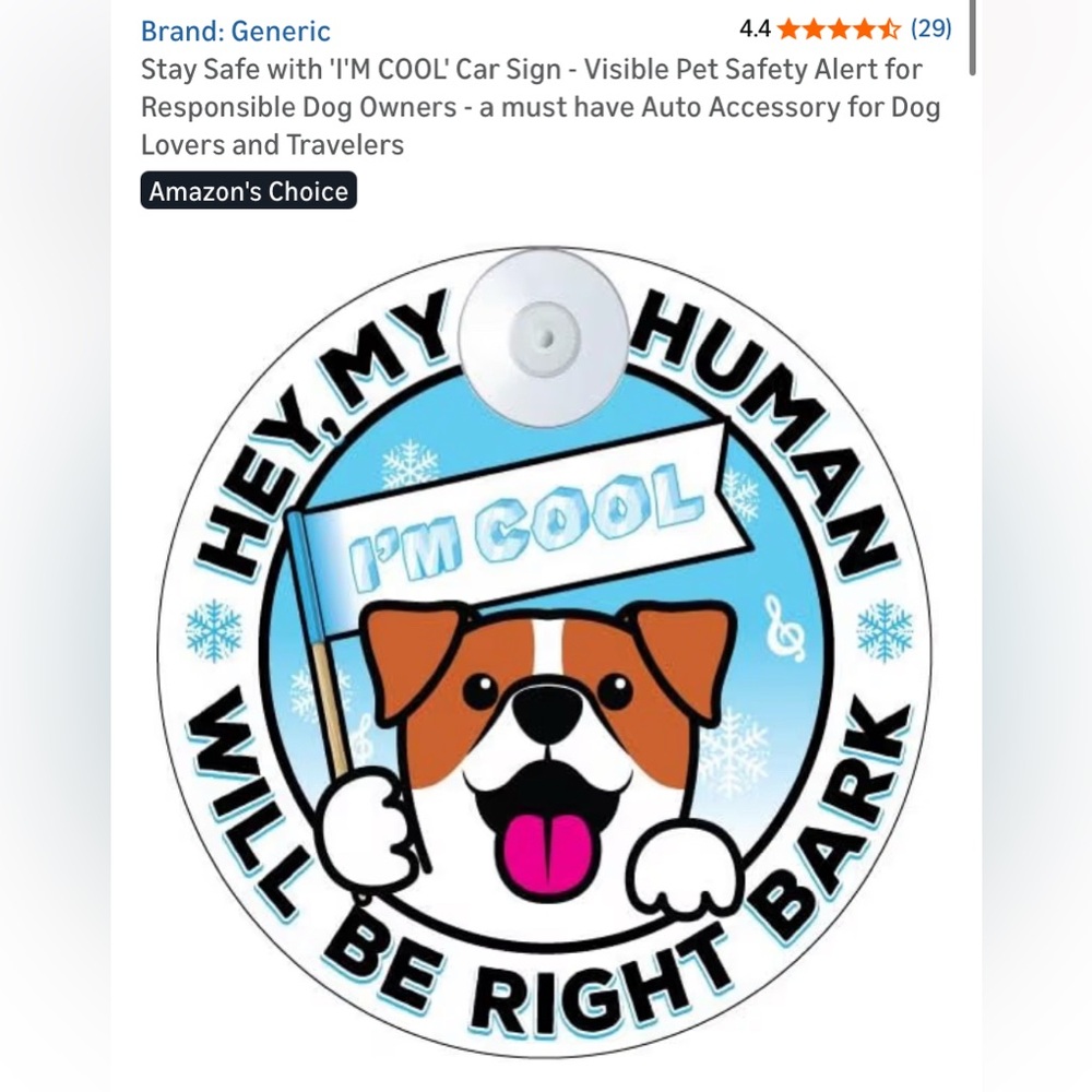 Dog Car Window Sign - I'm Cool - White and Blue